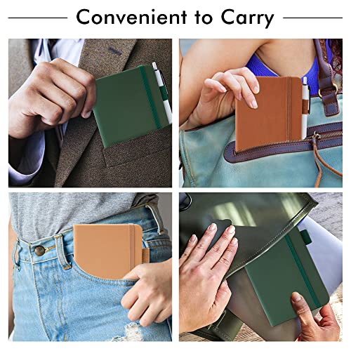 Feela Pocket Notebook Journals, Mini Cute Small Hardcover College Ruled Notepad Office School Supplies, With 3 Black Pens, 3.5”X 5.5”, 3 Pack, A6, Vintage Colors #TOP4