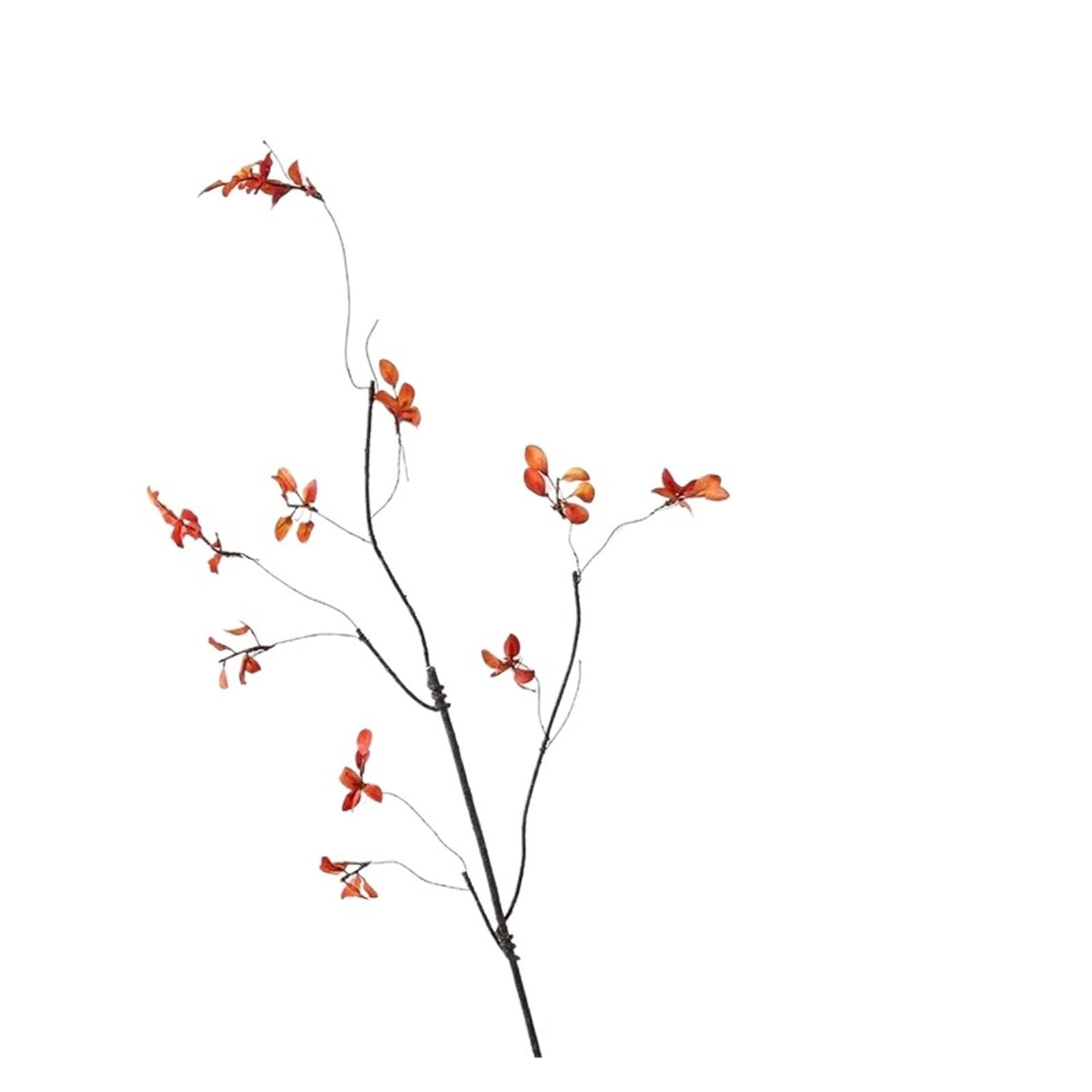 4/5PCS Simulation Dead Branch Plants Floral Silk Autumn Leaves Restaurant Decoration Artificial Leaf Green Plant(Orange red,4pcs)