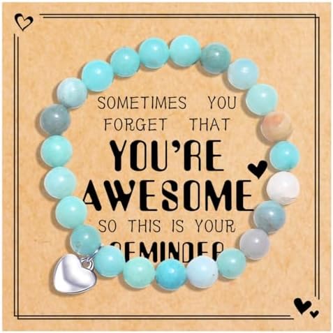 VICKHU Beaded Bracelets for Women Encouragement Healing Natural Gemstone Butterfly Heart Bracelets Gifts for Women Mom Daughter Wife Sister Coworker Friend teacher on Christmas Thanksgiving