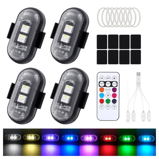 FIVAVA 4 Stück Kabellose LED Lichter Auto,8 Farben LED-Blitzlicht mit Fernbedienung,USB-Aufladung Antikollisionslichter für Auto,Motorrad,LKW