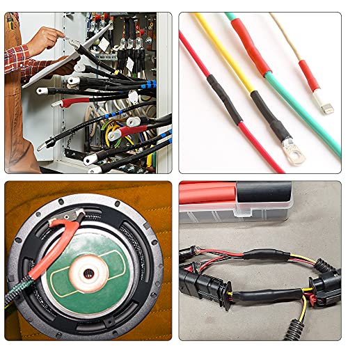 Waterproof Heat Shrink Tubing Kit 350 Pcs, Elecfun 3:1 Dual Wall Tube - Adhesive Lined - Marine Heat Shrink Tubing Black, 7 Sizes #TOP4