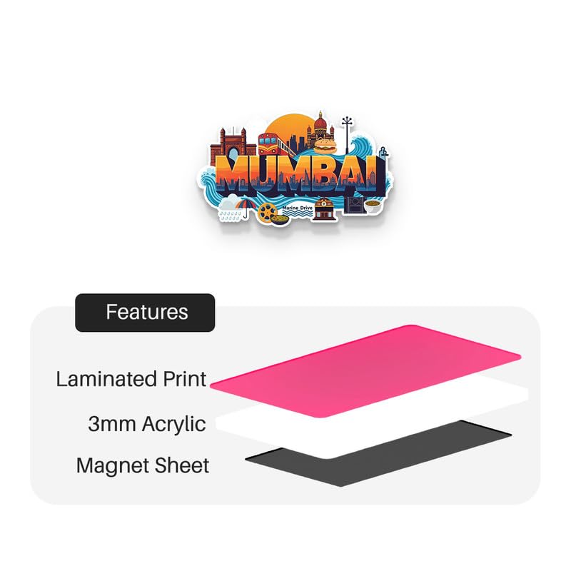 Image of Mumbai 01 Fridge Magnets, Glossy Finish, Stylish Magnet for Fridge, Wardrobe & Metal Surfaces