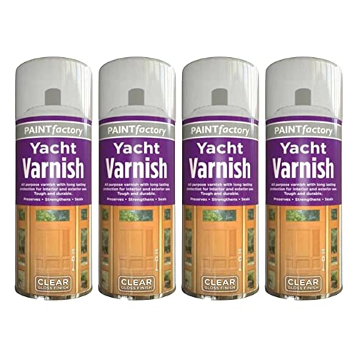 PNJB All Purpose Yacht Varnish Professional Gloss Finish Spray Wood Color Paint Interior and Exterior Surfaces Fast Drying Sealer Easy to Apply Durable & Flexible Adhesion 200ml (4 Pcs)