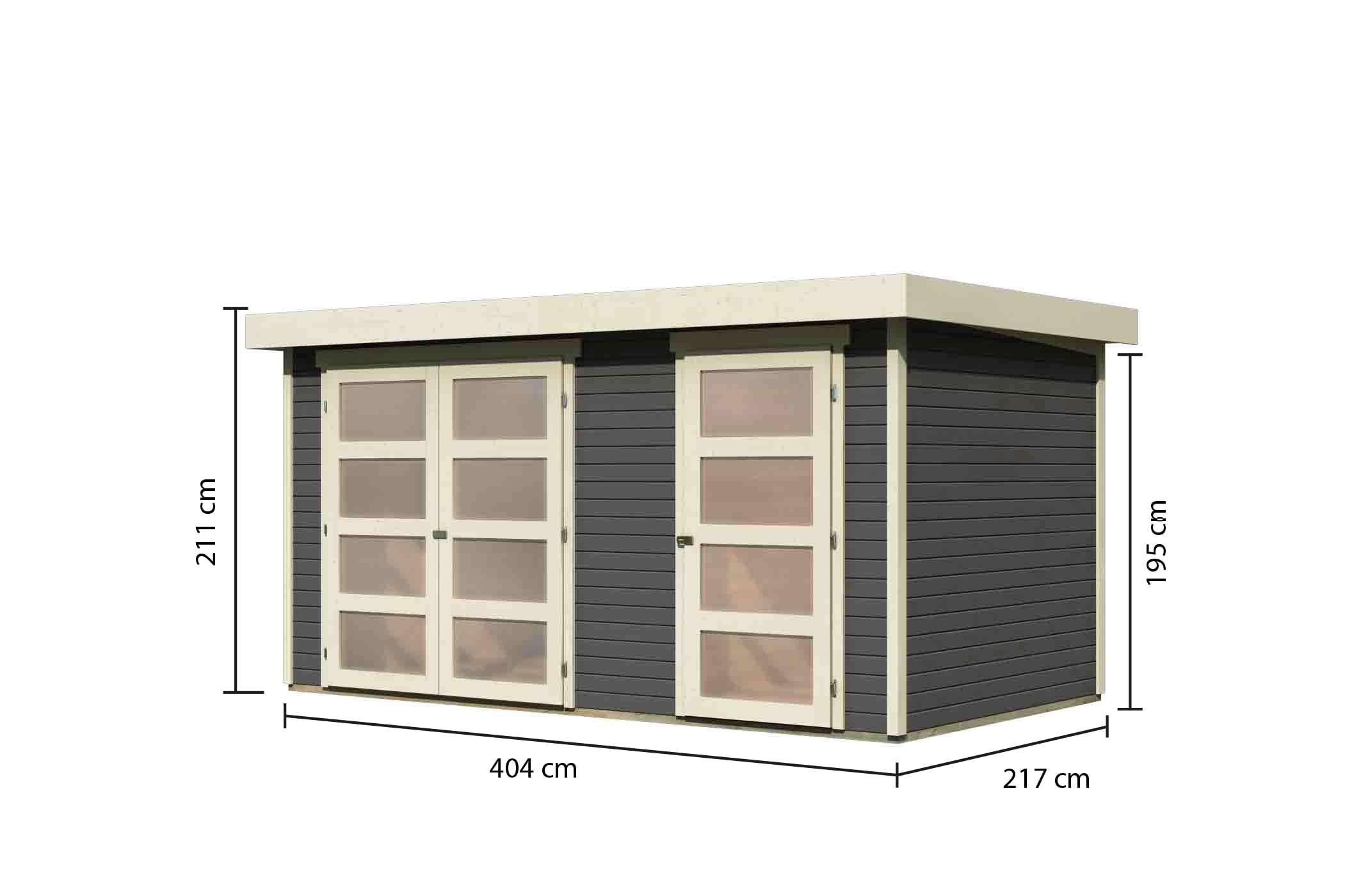 Karibu Gartenhaus Maluna 1 inkl. Fußboden & Dacheindeckung Gerätehaus Gartenlaube 19 mm Wandstärke (terragrau)