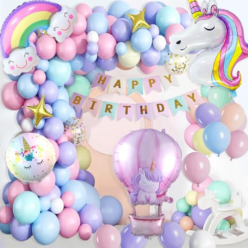 Unicorn Birthday Decoration Girl 3 Years Happy Birthday Decoration Unicorn Decoration Childrens Birthday Rainbow Foil Balloon 3rd Birthday Girl Decoration
