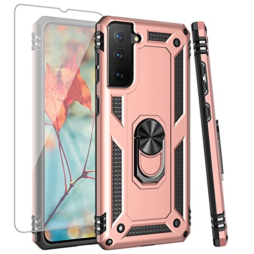 Coque S21 5G qualité militaire protecteur écran verre trempé rose
