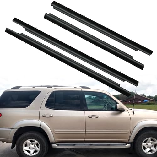 KMBNTU 4Pcs Front & Rear Weatherstrip Window Molding Trim Seal Belt Fit for Toyota Sequoia 2001-2007,75710-0C010 75720-0C010 75730-0C010 75740-0C010