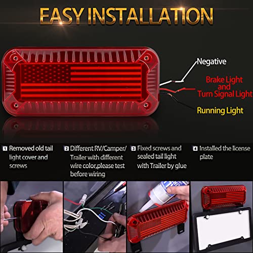 Povtor Rv Tail Lights, 57 Led Rv Camper Trailer Tail Lights With Running/Turn Signal/Brake/Stop License Plate Light Surface Mount Rv Led Tail Lights #TOP3