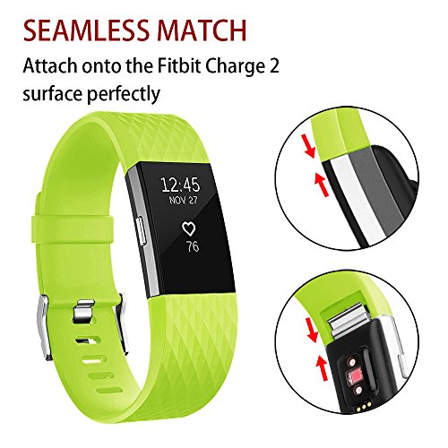 POY Replacement Bands Compatible for Fitbit Charge 2, Special Edition Adjustable Sport Wristbands, Large Yellow Green