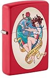 Zippo Lighter: Stormy Lover Tattoo, Pin-up Girl - Red Matte 46058