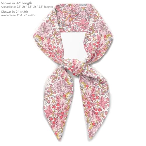Liberty London Scarf -Choose Length - "Strawberry Thief" Pink William Morris Skinny Scarf Tie Headband, Handbag/Purse flair - Silky Tana Lawn Cotton - Choose Length3