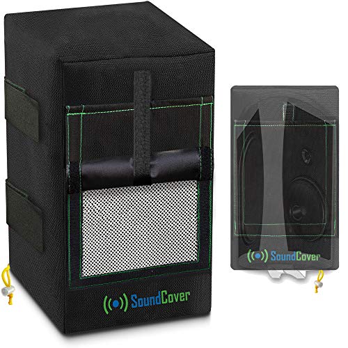 Image of Two Black Waterproof 600D Outdoor Speaker Covers for C-Bracket Mounted Speakers - Fits Klipsch AW-650, Polk Atrium 8 SDI, Definitive Technology AW 6500 (Max Dimensions: H 15 inch x W 9.45 inch x D 11 inch)