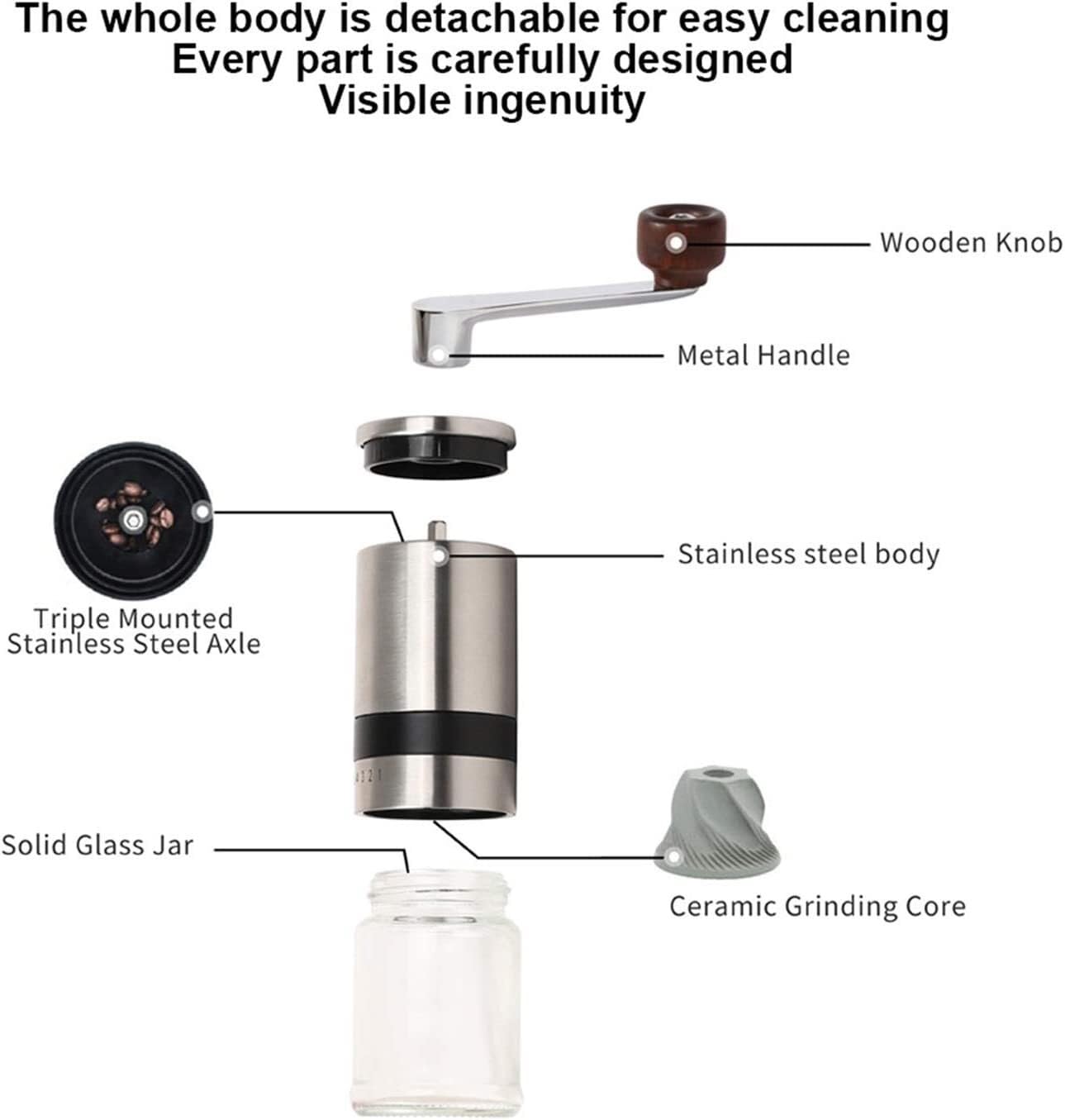 French Press Ręczny Młynek Do Kawy Ziarna Łatwa Czyszczenia Kuchnia Regulowany Ręcznie Robiony Dzbanek Kawy
