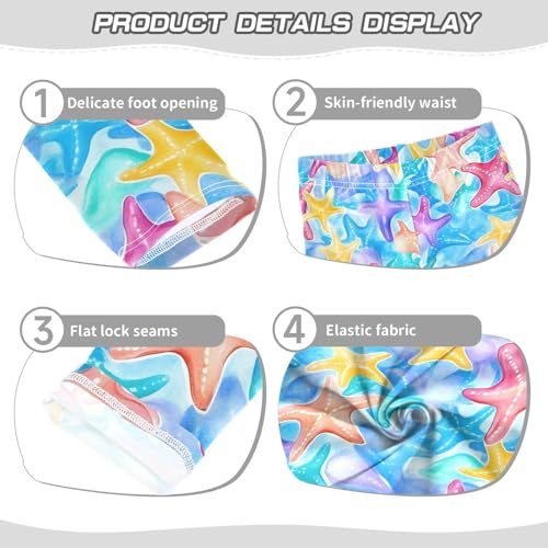Watercolor Starfish Girls Leggings Soft Stretch Workout Yoga Dance Pants for Kids Casual Tights3