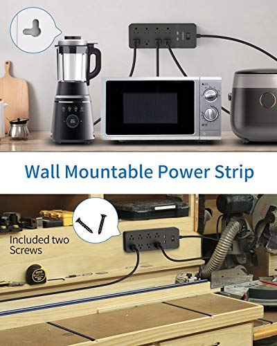 image for Surge Protector Power Strip Flat Plug - NTONPOWER 8 Widely Spaced Outl