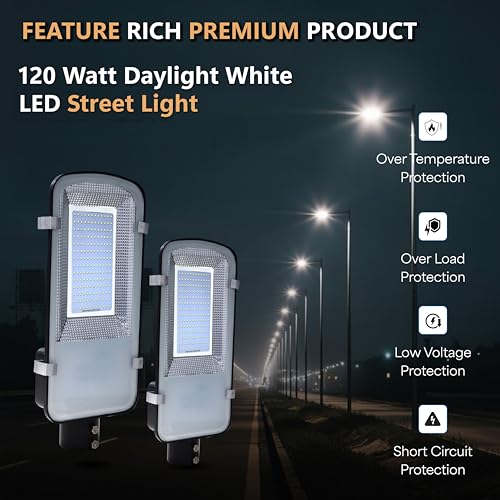 Image of Forus 120W LED Street Light with Clamp, IP66 Waterproof Outdoor LED Street Light, High Lumen 14400lm Daylight White, Aluminium Body for Road, Parking Lot, Garden & Industrial Outdoor Lighting (1 Pc)
