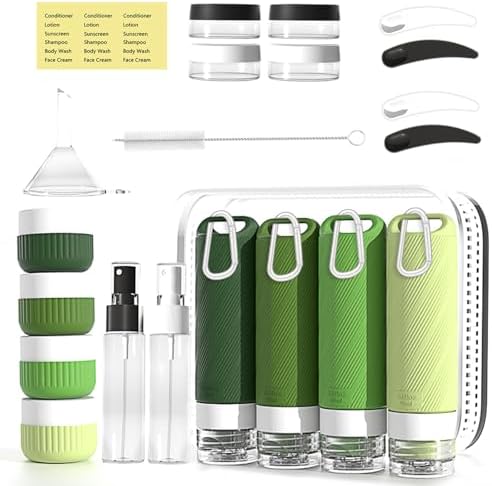 26 Pcs TSA Approved Travel Toiletry Bottles Set, Leakproof Silico...