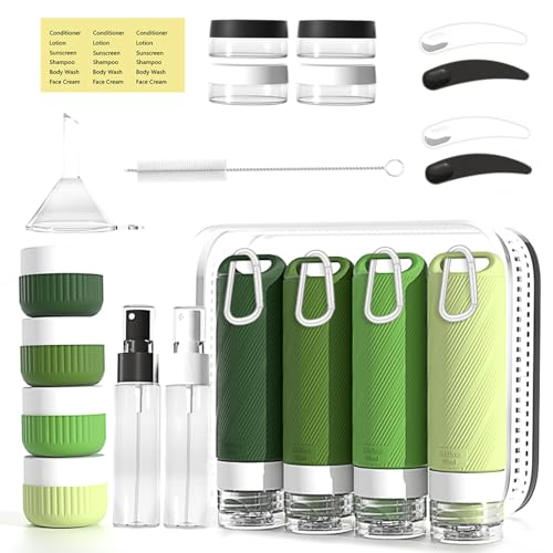 Udihch 26 Pieces Travel Size Toiletries Bottles Set, Tsa Approved Leakproof Refillable Travel Bottles with Hanging hole design, Silicone Material, Suitable for Shampoo, Conditioner, and Body Lotion