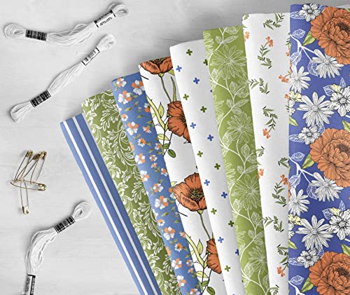 Tissu patchwork coton Soimoi lot de 8 coupons prêts à coudre imprimé fleurs