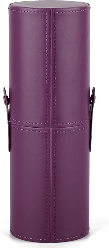 Narwey Estojo para Pincéis de Maquiagem em Couro Sintético Roxo com Fecho de Pressão