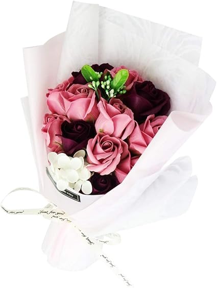 Amazon ソープフラワー ソープブーケ 石鹸花 枯れない花束 プレゼント かわいい ピーチ 造花 オンライン通販