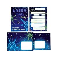 JuNa-Experten 12 biglietti di invito per bambini compleanno laser – biglietti di invito per ragazze e ragazzi, inviti di compleanno, biglietti di invito colorati per bambini, feste laser