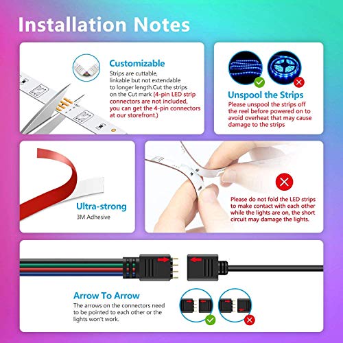 Nexillumi AML006_15M Led Lights For Bedroom 50Ft(1 Roll Of 50Ft) Music Sync Color Changing Led Strip Lights Smart With Remote And App Control Built-In Mic For Party Home Room Decor Luces Led Para Cuarto thumb #6