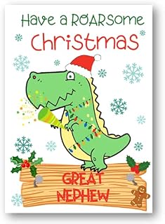 Second Ave Great Nephew Dinosaur Children's Kids Christmas Xmas Holiday Festive Greetings Card