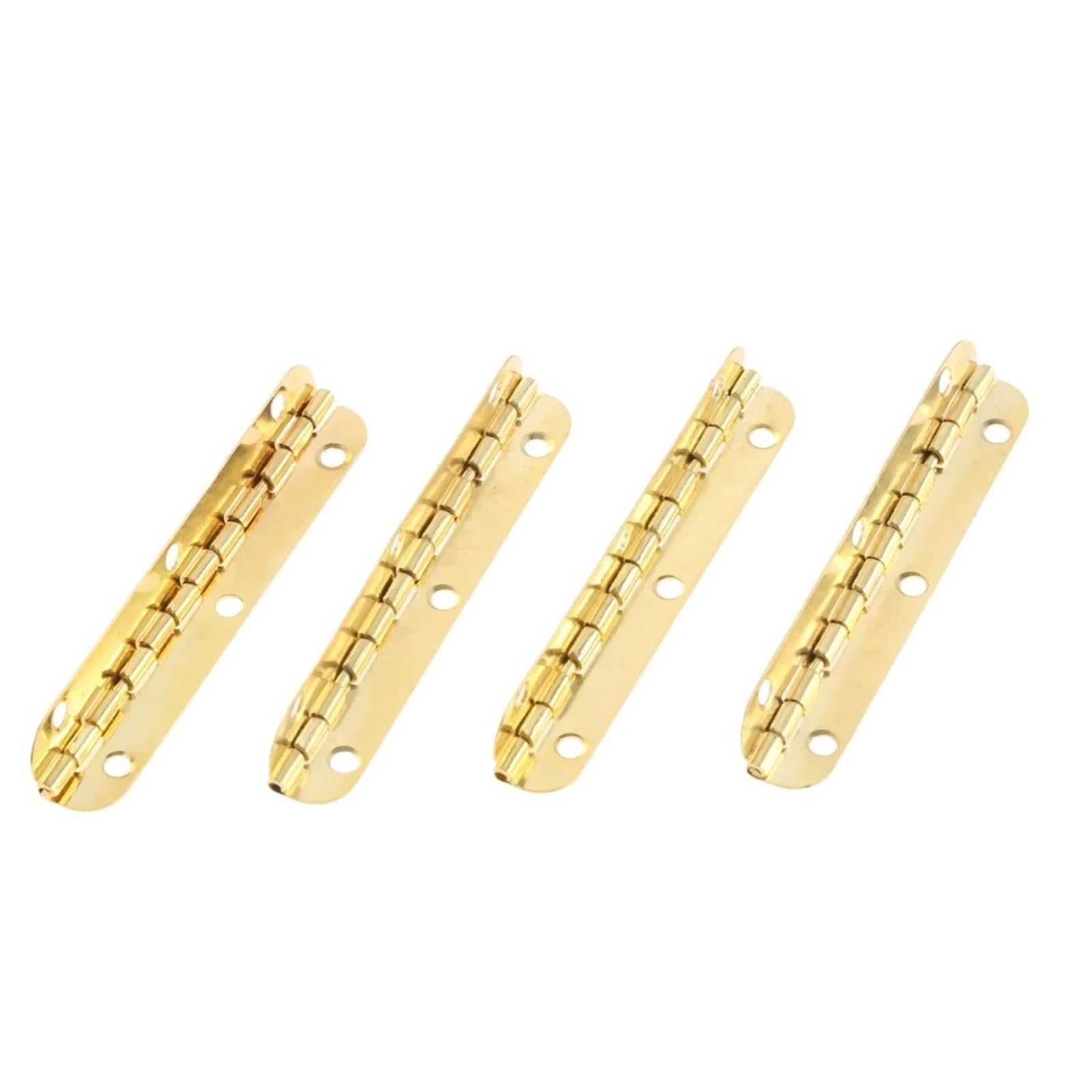 4pcs Hinges + 24 Long Rounded Screws 6 Holes 65x15mm(Gold 90 Degree)