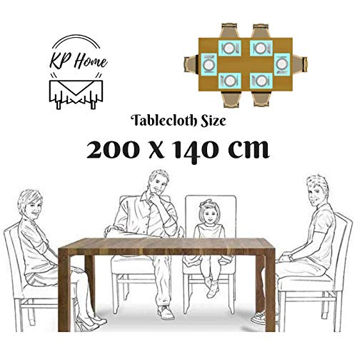 KP HOME Waterproof PVC Tablecloth - Rectangle Oilcloth 78 X 55 in, Dash Beige, 78.7 x 55.1 inch (Rectangular) - Image 4