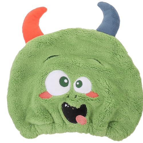 BCOATH Gorro Absorbente para Secar el Cabello y Niña, Toalla para Envolver el Cabello, Diseño de Dibujos Animados, Color Verde Oliva, Talla Única, Adecuado para Uso en Casa, Hotel y