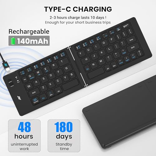 ANT WK150 Ergonomic Foldable Wireless Bluetooth Keyboard Split Travel Keyboard Wireless Rechargeable Portable Wireless Keyboard Compatible with iOS... - Image 2