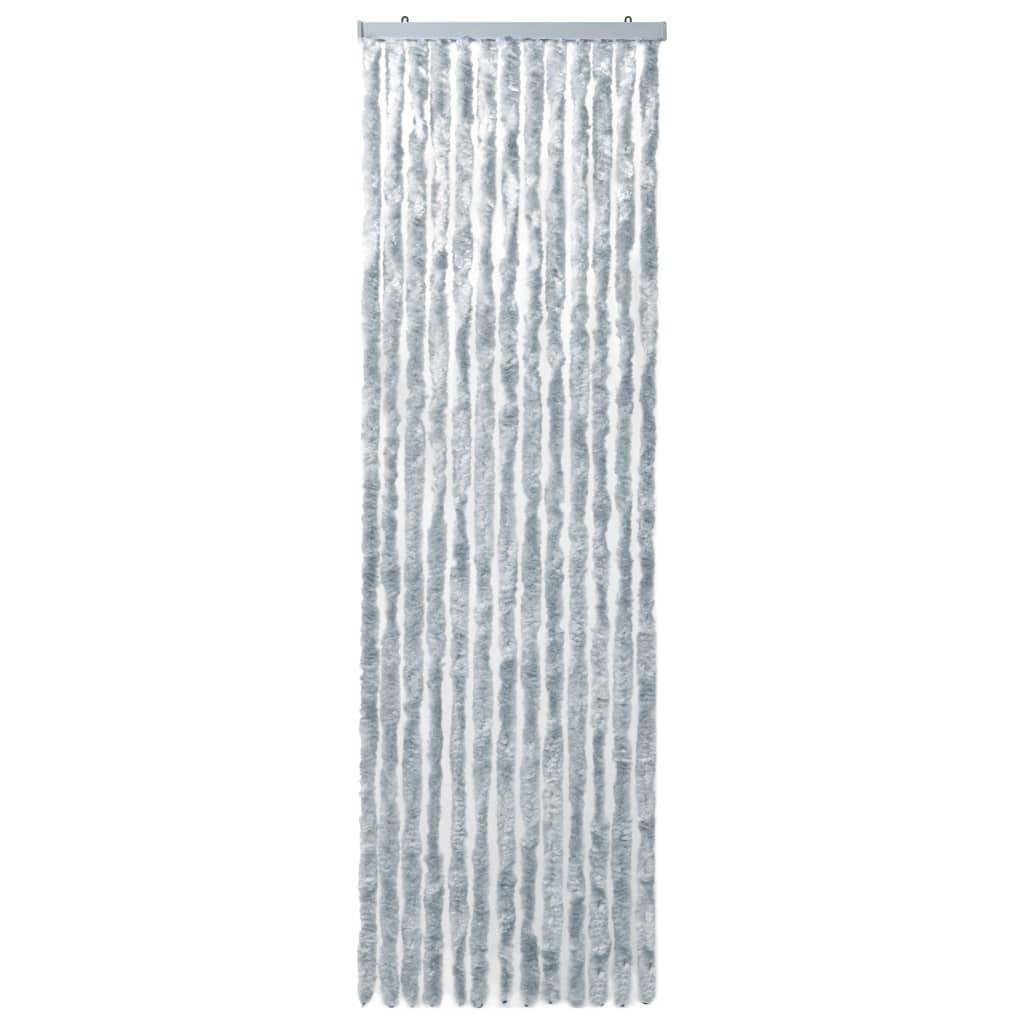 vidaXL Insect Curtain Doorway Fly Mosquito Bug Blind Screen Guard Curtain Adjustable Home Caravan White and Grey 56x200 cm Chenille