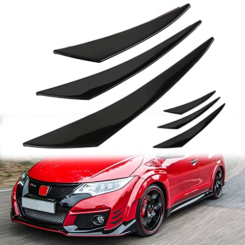 DREAMIZER 6PCS Negro Labio del Parachoques Delantero del Coche, Universal de Caucho Parachoques Delantero Spoiler, Aletas del Coche Splitter, Alerón Delantero para los de Estilo del Coche