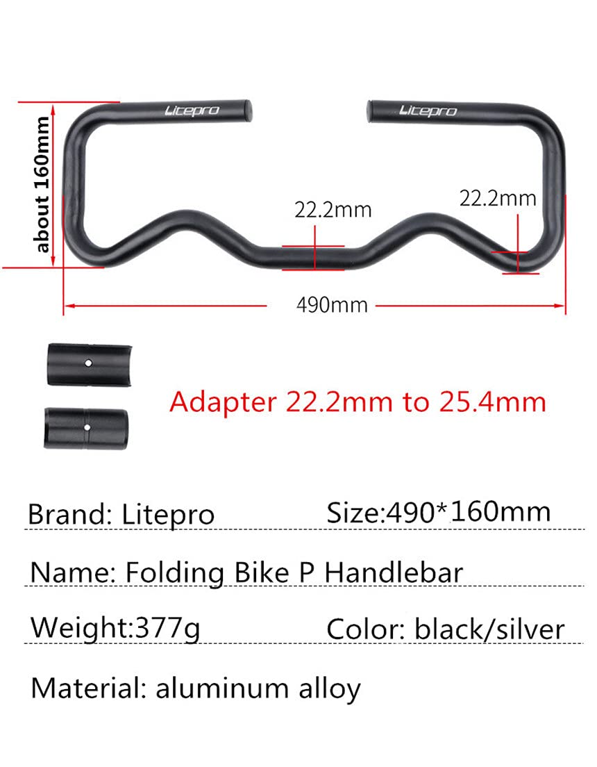 Amazon | Litepro折りたたみ自転車Pハンドルバーハンドル25.4 * 490MM