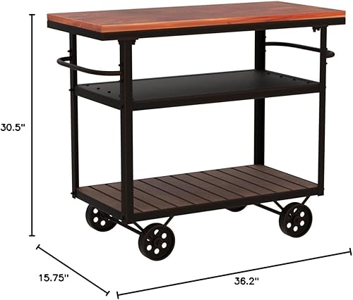 Miniatura 9 de LOKKHAN Carrito de barra rodante con asa 3 niveles Carrito de microondas para cocina en el hogar, isla sobre ruedas, carrito de servicio móvil para