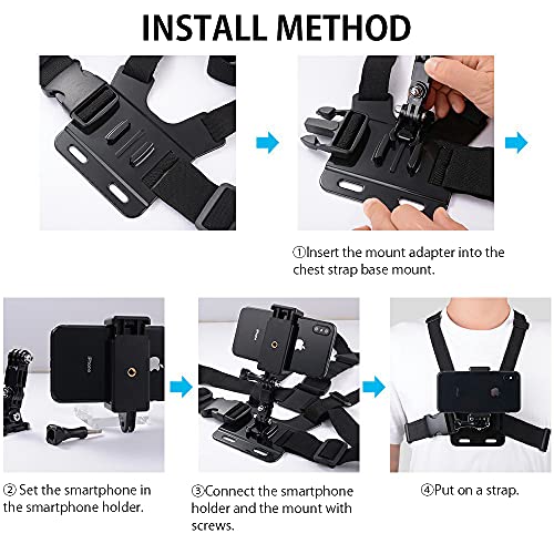 Mobile Phone Chest Mount Strap Holder ，Anti-Slide Strap Mount For Phone 360 Degree Rotary For Video Recording Camera Harness #TOP3