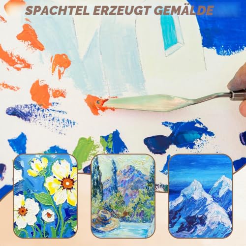 7 Stück Malmesser Spachtel Acrylmalerei Malmesser für Acrylfarben Edelstahl Spachtel Set Palettenmesser mit Holzgriff Malerspachtel Spachtel-Werkzeug Spatel zum Ölfarben Gouachea