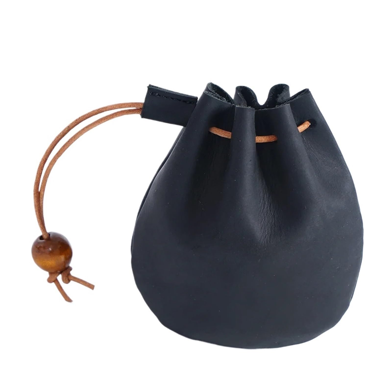 AYWTIUN Leather Drawstring Pouch Handmade Leather Unisex Coin Purse Cow Coins Money Pocket Wallet Drawstring Storage Bag