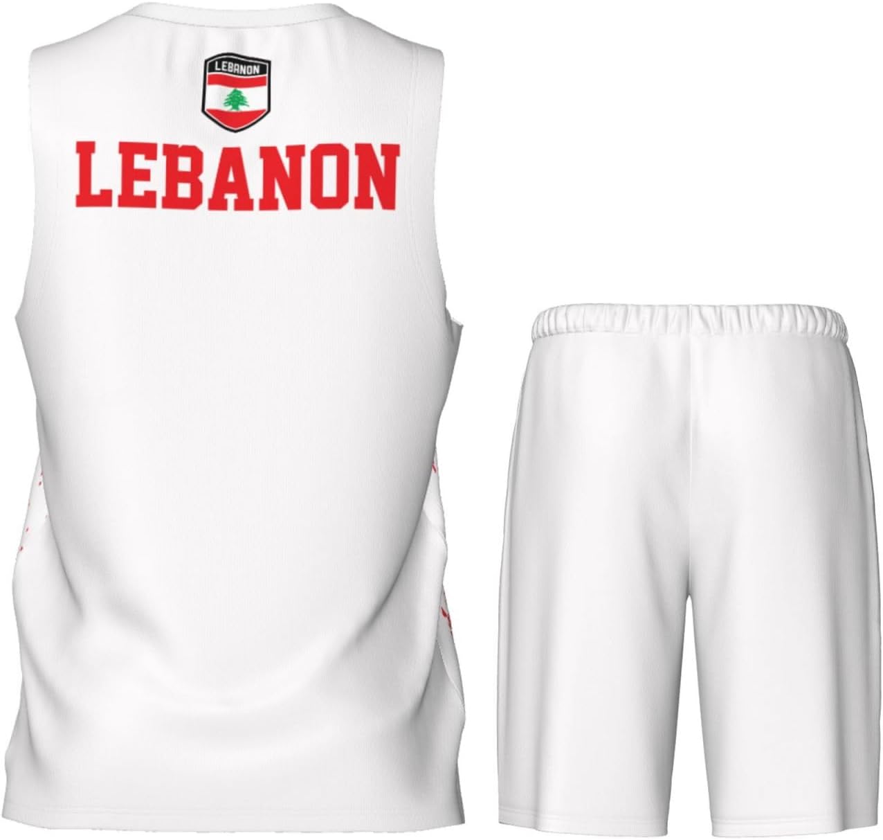 Lebanon Flag Grain Basketball Jersey Uniform Suit for Men Adults Training Athletic Set