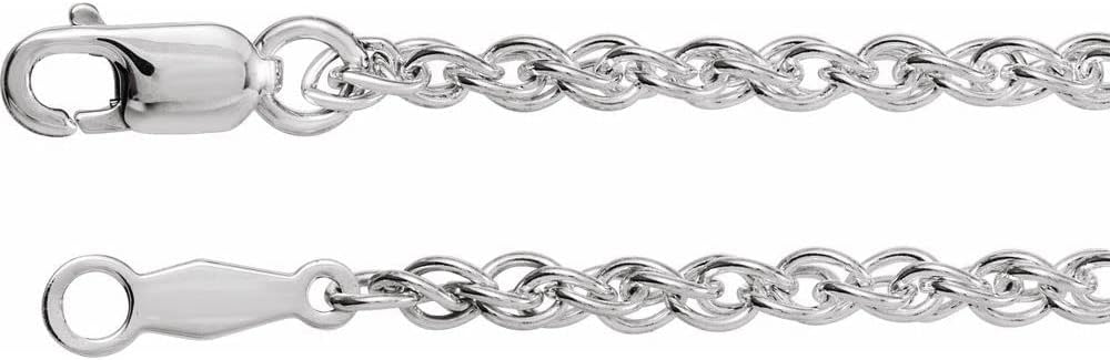 Sonia Jewels Solid 925 Sterling Silver 2mm Rope Chain Necklace Secure Lobster Clasp Closure 18"