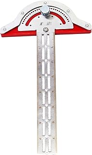 WEITARI Woodworkers Edge Ruler, Thickness 1.5mm Protractor Angle Finder Woodworking Design Ruler with Protractor T Square T Ruler 0-70 Degrees Adjustable Protractor 10inch