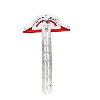 Woodworkers Edge Ruler, Thickness 1.5mm Protractor Angle Finder Woodworking Design Ruler with Protractor T Square T Ruler 0-70 Degrees Adjustable Protractor 10inch
