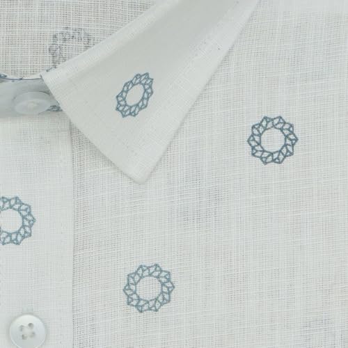 Image of GHPC Cotton Linen Printed Half Sleeves Regular Fit Formal Shirt for Men