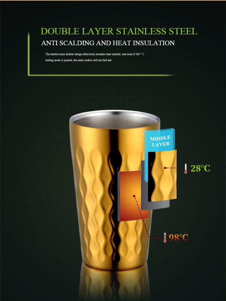 Miniatura 5 de Vaso de acero inoxidable, juego de 2 vasos de 12 onzas  11.8 fl oz, apilables de acero inoxidable, vasos aislados de acero inoxidable, vaso pequeño