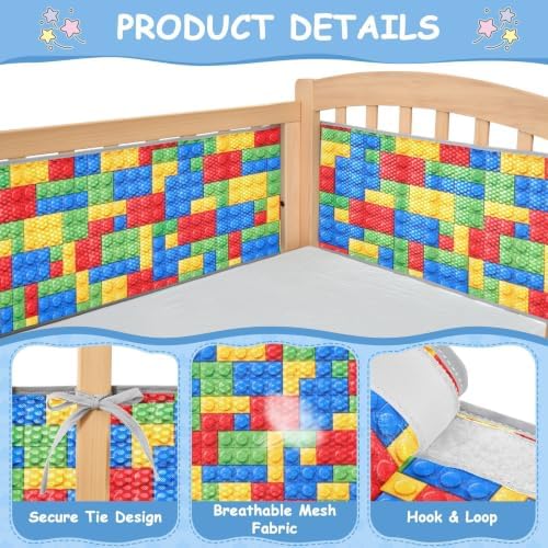 CZXW 2-Piece Breathable Mesh Crib Liner Set, 10.8" x 116.5" + 10.8" x 78" - 3