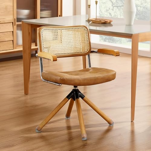 Zouron Rattan Schreibstuhl, Mid Century Moderner Drehstuhl ohne...