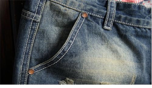 Men Spring and Summer Straight Loose Fit Hollow Out Street Wear Hip Hop Pants Men's Biker Ripped Jeans2