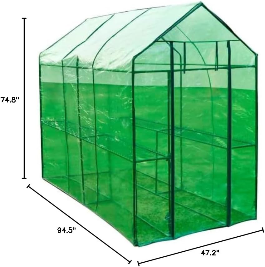vidaXL Greenhouse Green Powder-Coated Steel, PVC XL Lightweight