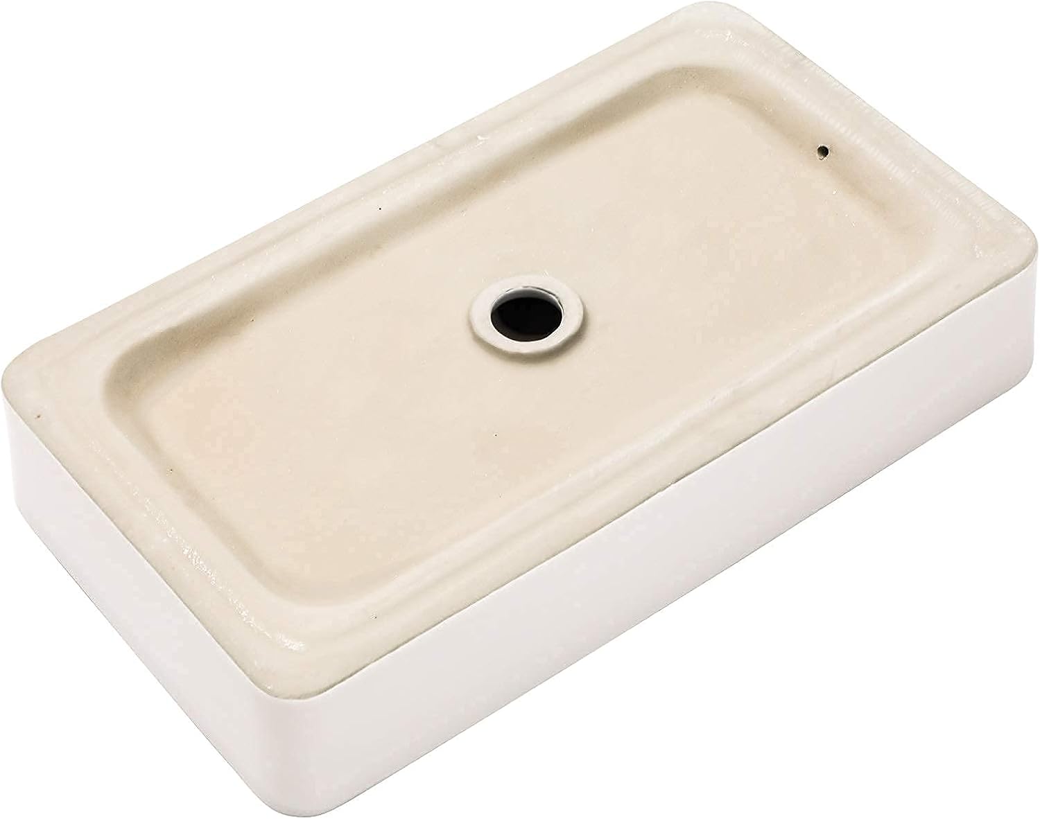 Rectangular Bathroom Vessel Sink - Beslend 24”x14” White Ceramic with Black Rim Porcelain Vessel Sink Above Counter Sink Modern Art Basin